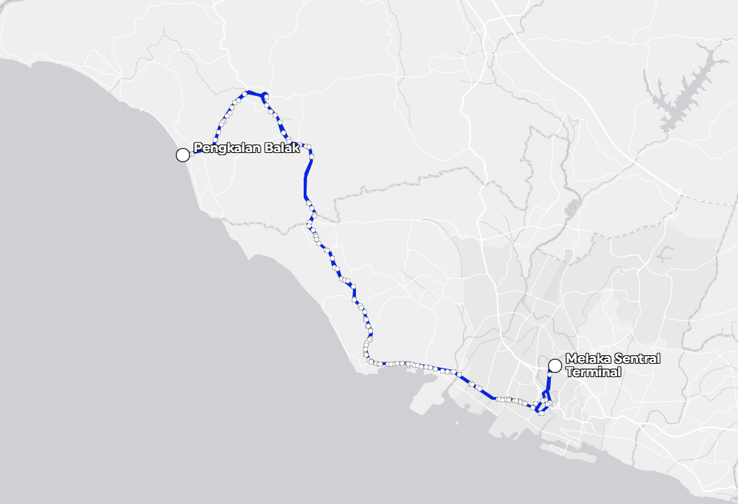 BAS.MY Melaka M23 Overview Route Map